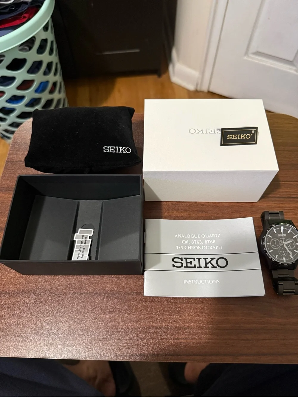 Seiko Black Stainless Steel Chronograph Watch